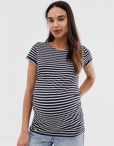 Топ в полоску с короткими рукавами New Look Maternity - Синий