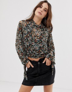 Топ с цветочным принтом и высоким воротом Free People All Dolled Up - Мульти