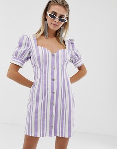 Платье в полоску с пуговицами Reclaimed vintage inspired - Белый