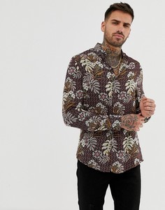 Красная приталенная рубашка с цветочным принтом River Island - Красный