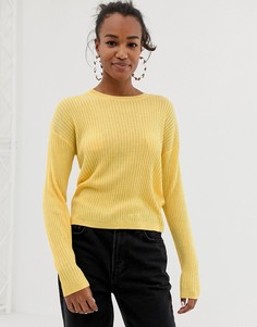 Желтый вязаный джемпер с круглым вырезом Bershka - Желтый