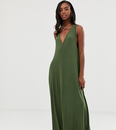 Платье-трапеция макси с глубоким вырезом ASOS DESIGN Tall - Зеленый