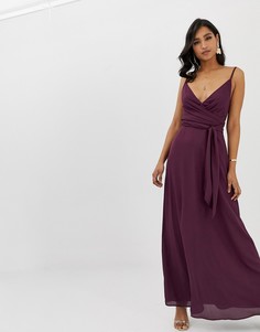 Платье макси на бретельках и с поясом ASOS DESIGN - Фиолетовый