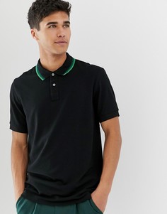 Черное поло с зеленой окантовкой PS Paul Smith - Черный