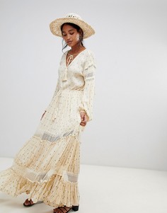 ярусное платье макси Free People Sada - Белый