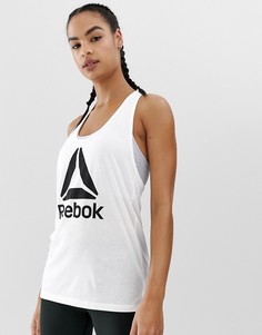 Белая спортивная майка с логотипом Reebok - Белый