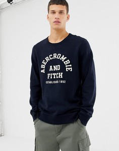 Темно-синий свитшот с логотипом Abercrombie & Fitch - Темно-синий