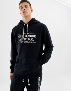 Черный худи с логотипом на груди Abercrombie & Fitch - Черный