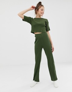 Комбинируемые брюки в рубчик ASOS DESIGN - Зеленый