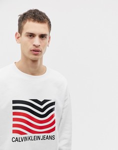 Белый свитшот с логотипом Calvin Klein Jeans - Белый