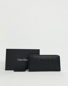 Большой кошелек с круговой молнией Calvin Klein - Черный