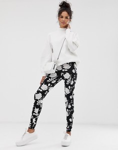 Леггинсы с монохромным цветочным принтом ASOS DESIGN - Мульти