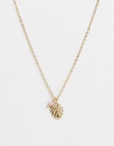 Ожерелье с подвеской в форме листка Miss Selfridge - Золотой