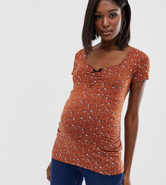Топ для беременных с цветочным принтом и вырезом сердечком ASOS DESIGN Maternity - Коричневый