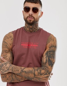 Свободная майка с заниженными проймами и принтом nocturnal на груди ASOS DESIGN - Красный