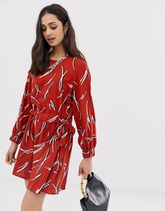 Платье мини с принтом и присборенной талией ASOS DESIGN - Мульти