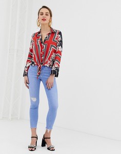 Выбеленные джинсы скинни с прорехами River Island - Синий