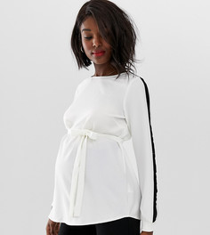 Топ для беременных с завязкой и полосами по бокам Mamalicious - Белый Mama.Licious