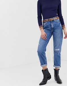 Джинсы в винтажном стиле с рваной отделкой River Island - Синий