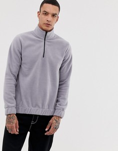 Серый флисовый свитшот с короткой молнией ASOS DESIGN - Серый