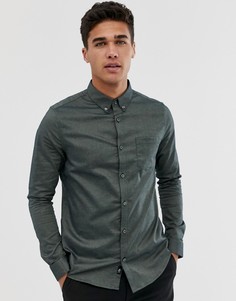 Приталенная оксфордская рубашка цвета хаки Burton Menswear - Зеленый