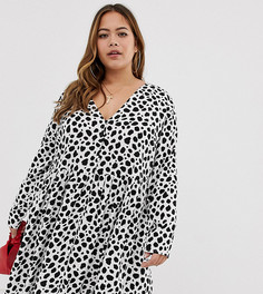 Свободное платье мини на пуговицах с принтом ASOS DESIGN Curve - Мульти