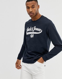 Свитшот с круглым вырезом и логотипом Jack & Jones originals - Темно-синий