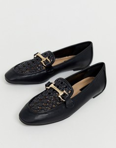 Черные лоферы с плетеной вставкой Miss Selfridge - Черный