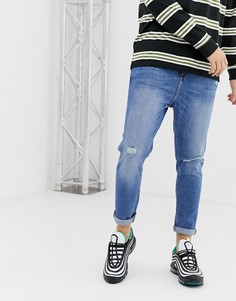 Синие джинсы-морковки с рваной отделкой Bershka Join Life - Синий