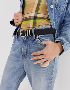 Черный ремень с золотистой пряжкой Pieces - Черный