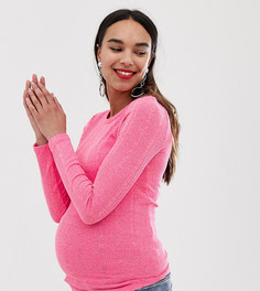 Розовый топ в рубчик с круглым вырезом New Look Maternity - Розовый