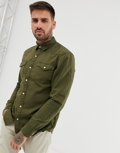 Джинсовая рубашка оливкового цвета Pull&Bear - Зеленый