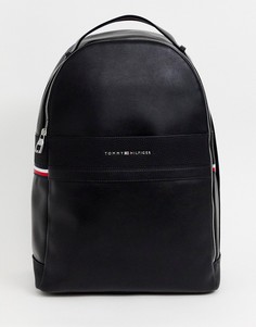 Черный рюкзак из искусственной кожи с фирменной лентой Tommy Hilfiger - Черный