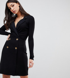 Двубортное платье-блейзер в рубчик ASOS DESIGN Tall - Черный