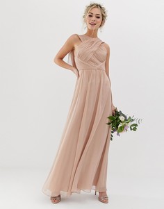 Платье макси с мягкой драпировкой ASOS DESIGN - Бежевый