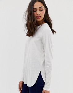 Белый лонгслив с добавлением льна ASOS DESIGN - Белый