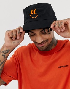 Панама с вышитым смайлом неонового цвета ASOS DESIGN - Черный