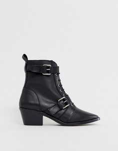 Черные кожаные ботинки на шнуровке Office - Черный