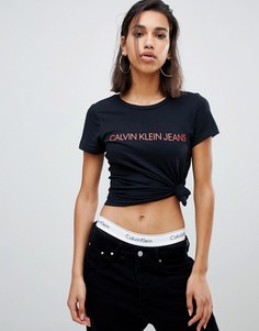Приталенная футболка с логотипом Calvin Klein Jeans - Мульти