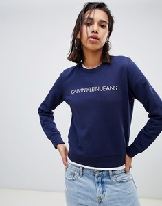 Свитшот с круглым вырезом и логотипом Calvin Klein Jeans institutional - Синий