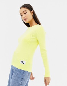 Джемпер в стиле 90-х в рубчик с логотипом Calvin Klein Jeans - Желтый