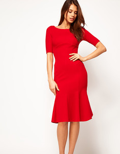 Облегающее платье с широкой волнистой кромкой ASOS PETITE Exclusive - Красный