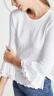 FRAME Scalloped Bell Sleeve Top