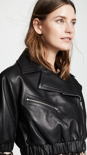 Yigal Azrouel Leather Puff Sleeve Moto Jacket