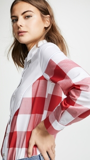 Stella Jean Plaid Combo Button Down Shirt