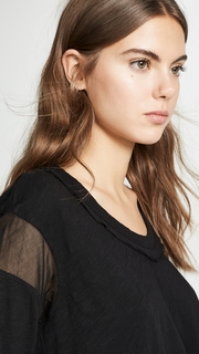 Wilt Back Slant Tee with Tulle Insert