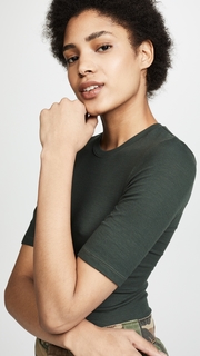 Enza Costa Rib Fitted Half Sleeve Crew Tee