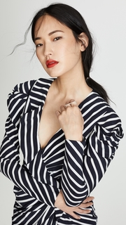 Jonathan Simkhai Stripe Ruffle Slit Dress