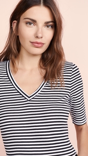 Three Dots Bali Stripe Half Sleeve Tee