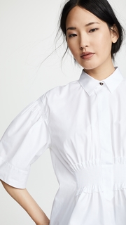 Cedric Charlier Cinched Waist Collared Shirt